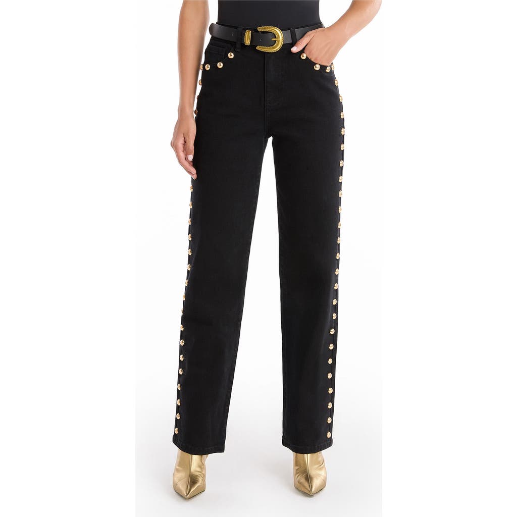The Noli Shop Leah Studded Jean Petite In Black