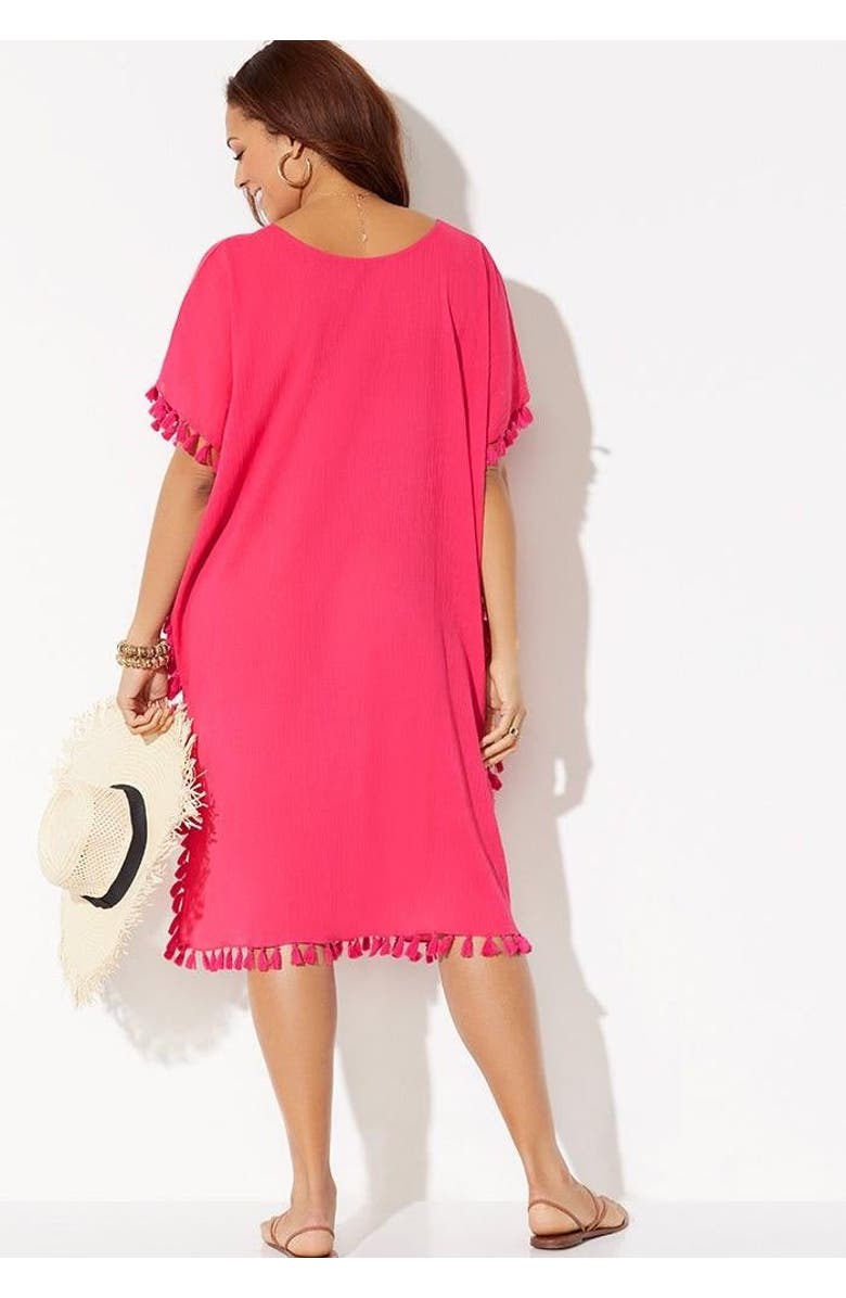 Swimsuits for All Everly Pom Pom Cover Up Tunic, Alternate, color, Black