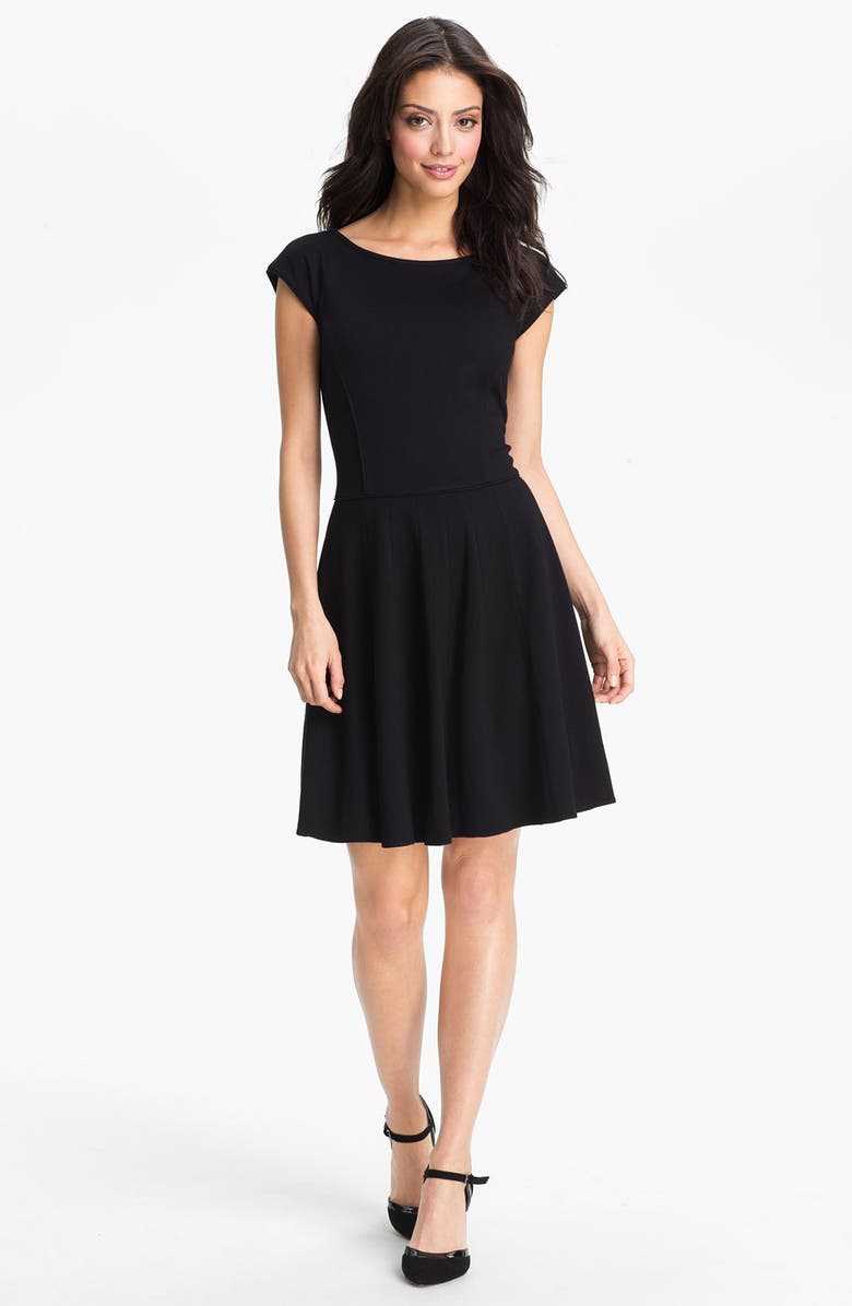 Eliza J Pleated Fit & Flare Dress, Main, color, 