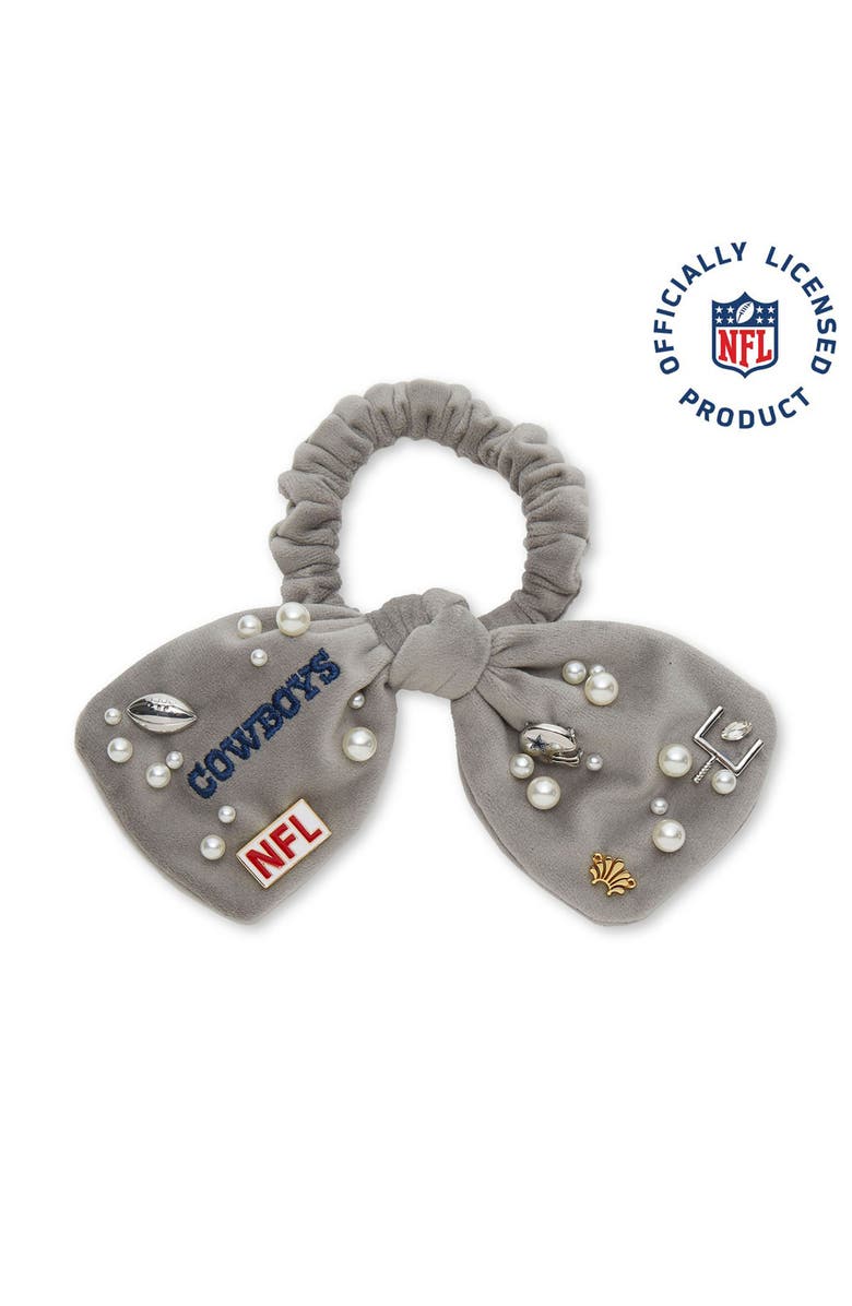 Lele Sadoughi Dallas Cowboys Bow Scrunchie, Main, color, Grey 020