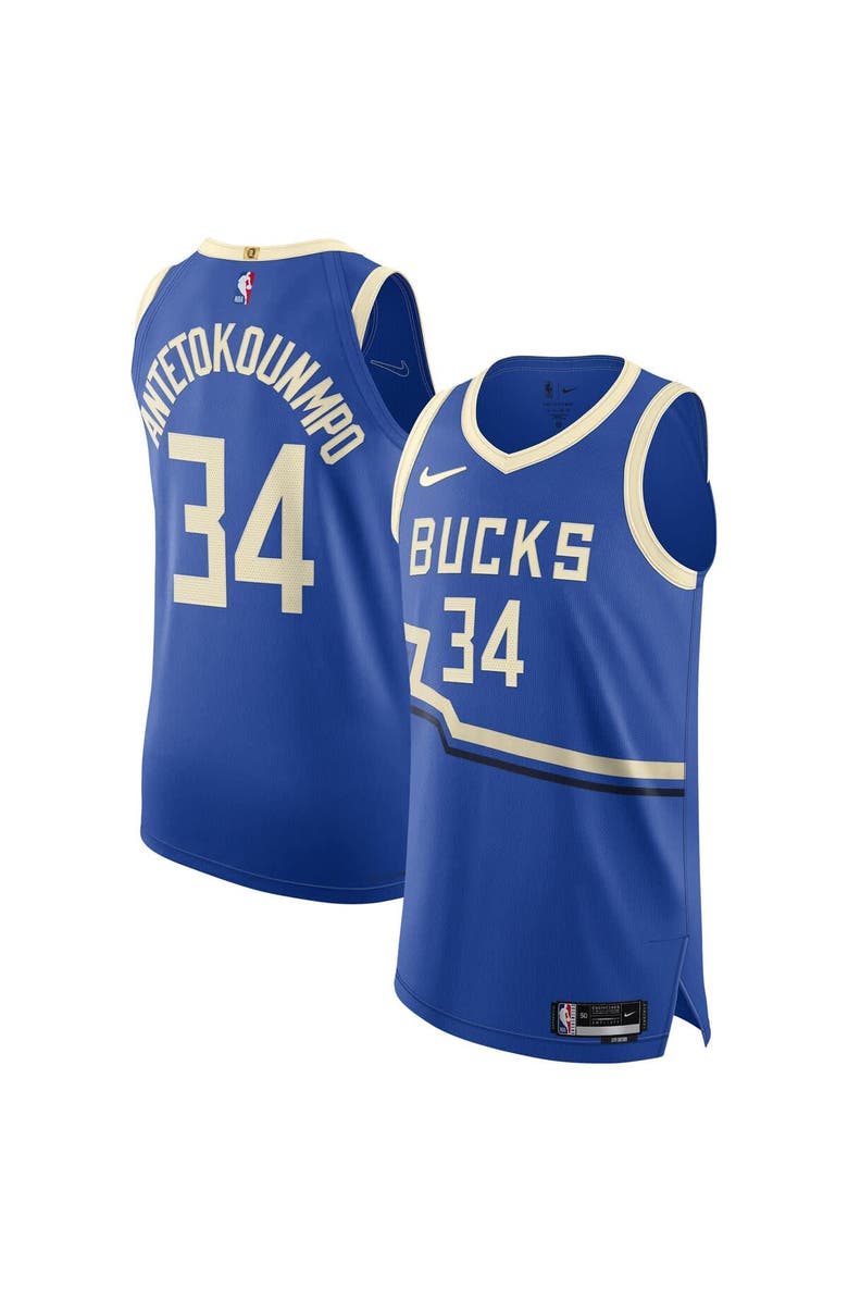 Nike Men's Nike Giannis Antetokounmpo Royal Milwaukee Bucks 2024/25 Authentic Player Jersey - City Edition, Main, color, 
