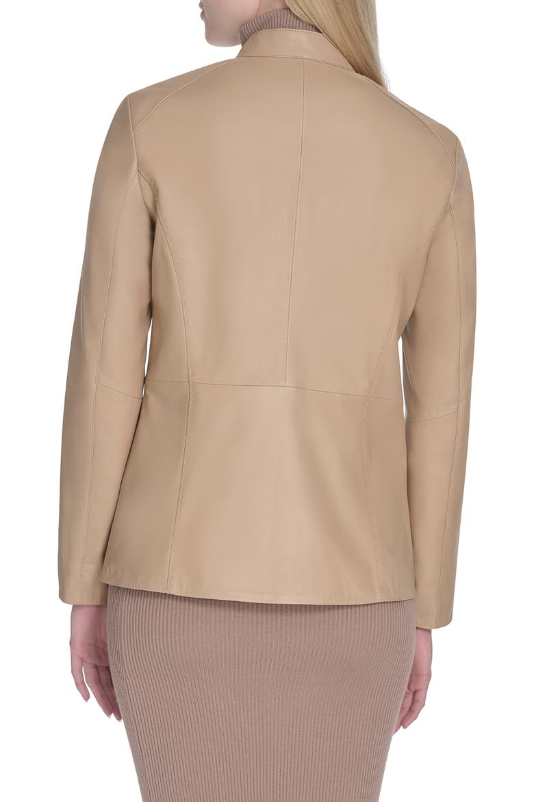 Leather Biker Jacket, Alternate, color, SESAME
