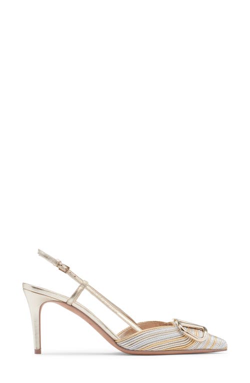 Valentino Vlogo Signature 80 Leather Slingback Pump In Silver/platino/brass