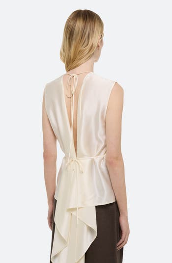 Scarf Drape Detail Reversible Silk Top