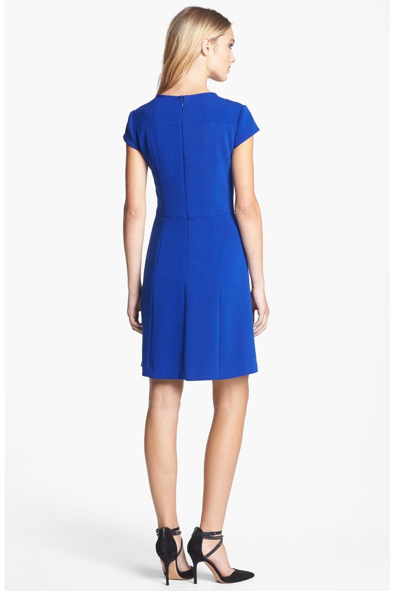 Seamed Double Knit Crepe Fit & Flare Dress, Alternate, color, COBALT