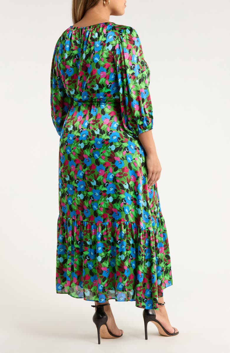 SUGARLIPS Destine Floral Print Long Sleeve Maxi Dress, Alternate, color, Green-Blue-Fuchsia