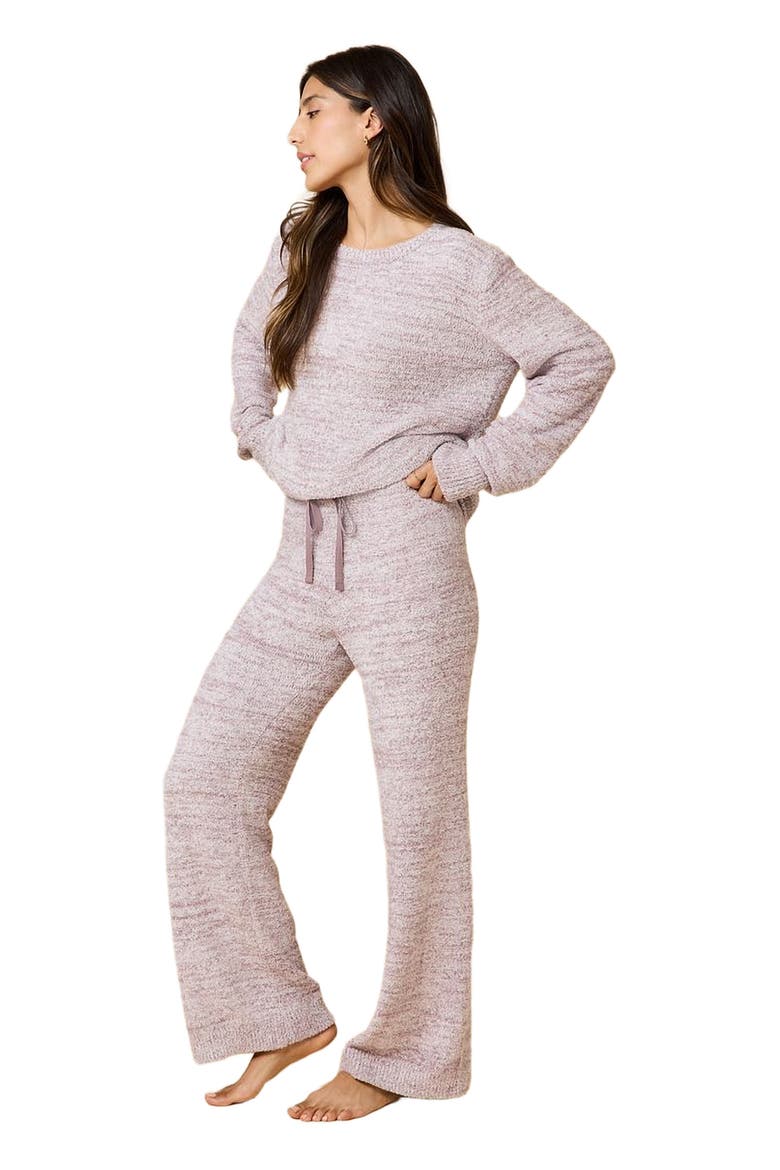 Heather Marshmallow Crew Neck Lounge Set, Alternate, color, Heather Driftwood