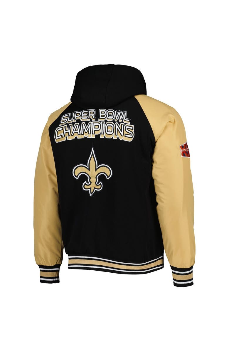 G-III SPORTS BY CARL BANKS Men's G-III Sports by Carl Banks Black New Orleans Saints Defender Raglan Full-Zip Hoodie Varsity Jacket, Alternate, color, 
