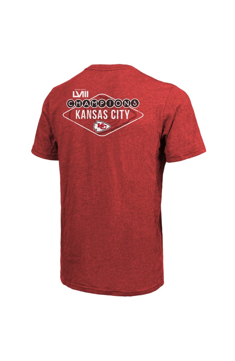 Majestic Threads Men's Majestic Threads Red Kansas City Chiefs Super Bowl LVIII Champions Tri-Blend Pocket T-Shirt, Alternate, color, 