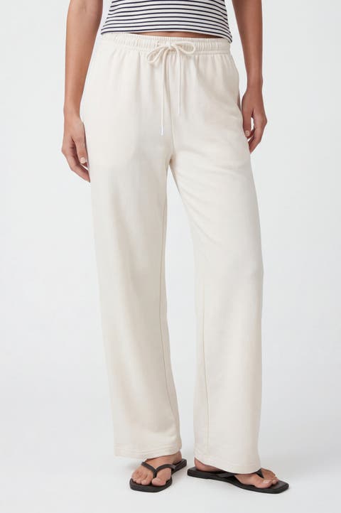 Cotton Wide Leg Drawstring Trousers