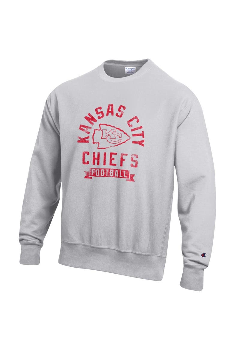 Men's Champion  Heather Gray Kansas City Chiefs Reverse Weave Fleece Pullover Sweatshirt, Alternate, color, Heather Gray