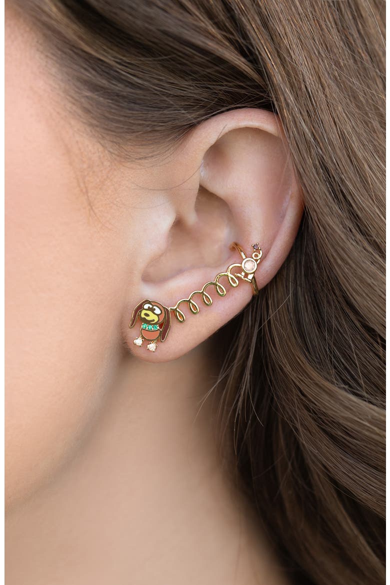 x Disney® Pixar Toy Story Slink Dog Single Stud & Cuff Earring, Alternate, color, GOLD