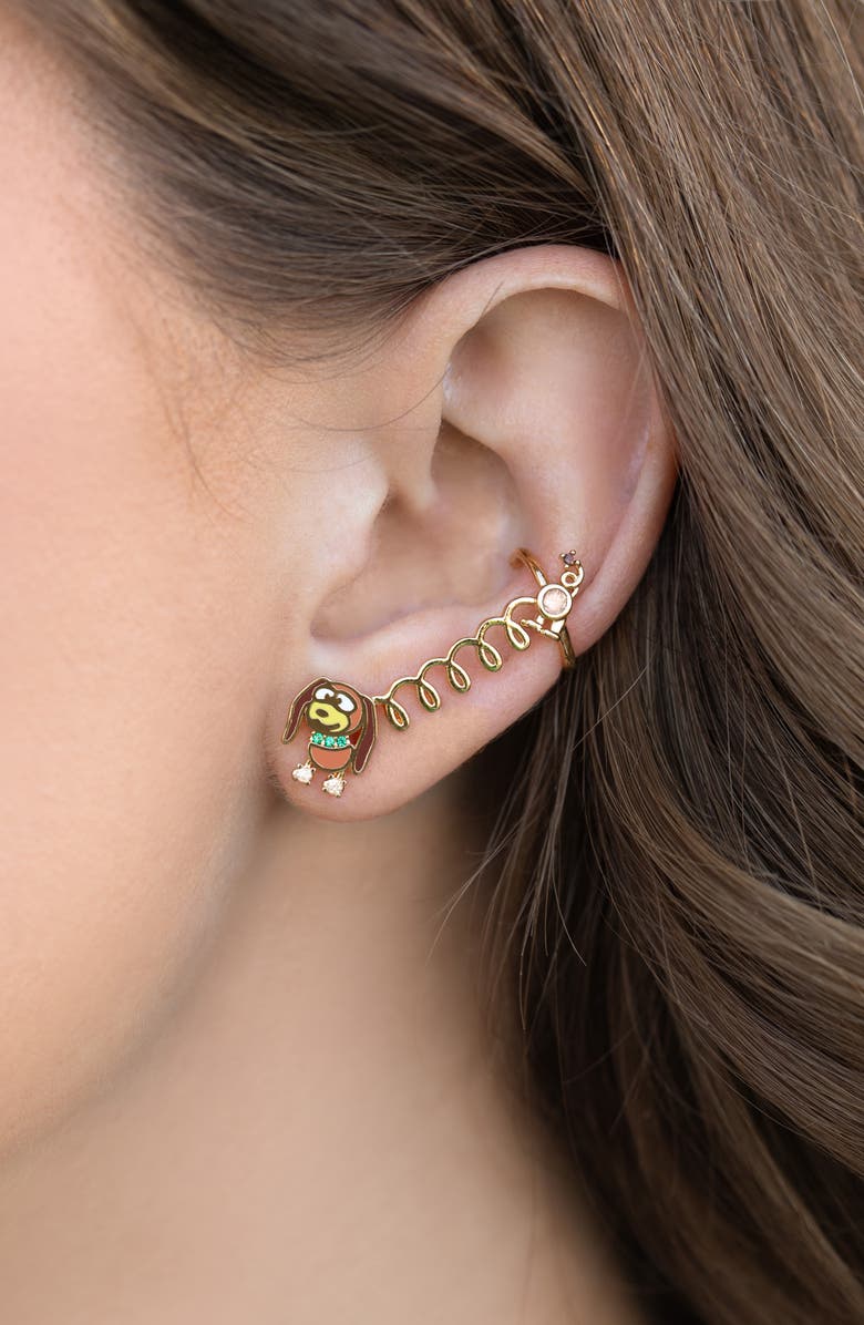 Girls Crew x Disney<sup
®</sup
 Pixar Toy Story Slink Dog Single Stud 
Cuff Earring, Alternate, color, Gold