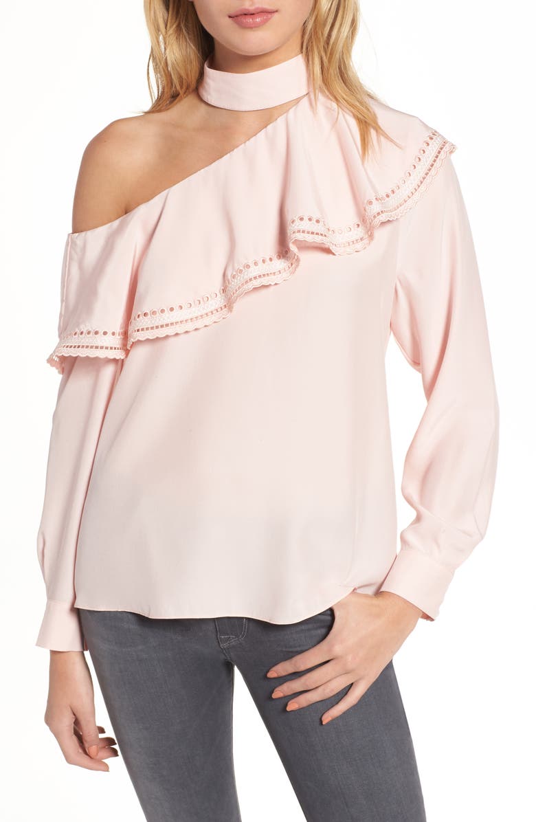 Parker Bellini One-Shoulder Silk Blouse, Main, color, 