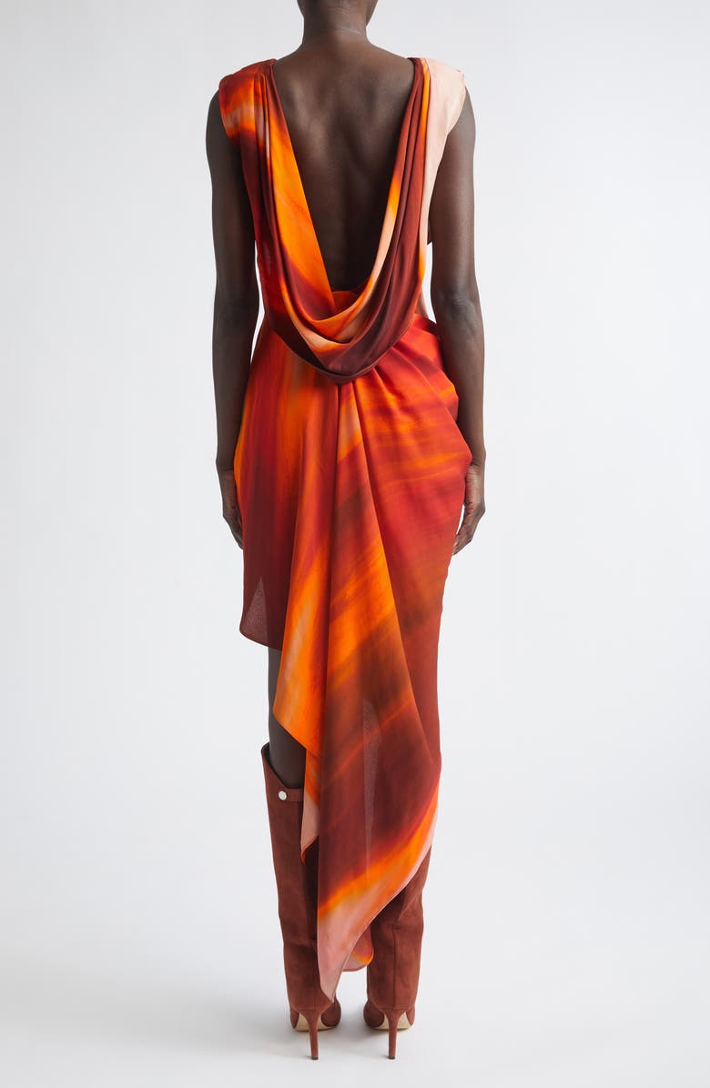 LaQuan Smith Draped Open Back Dress, Alternate, color, Red Multi
