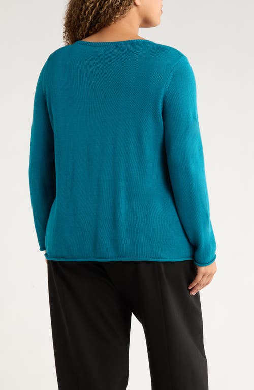 Eileen Fisher Bateau Neck Cotton Blend Sweater In Blue
