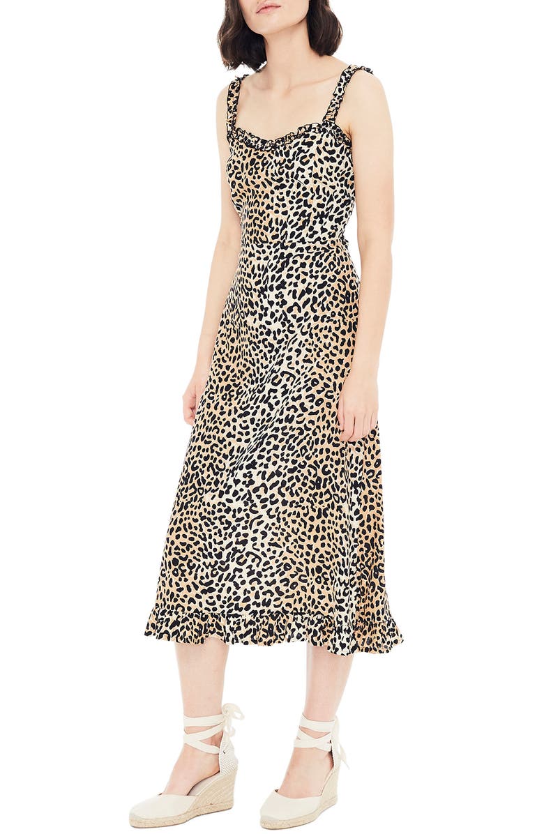 Faithfull the Brand Noemie Animal Print Midi Dress, Alternate, color, Le Cinq Animal Print
