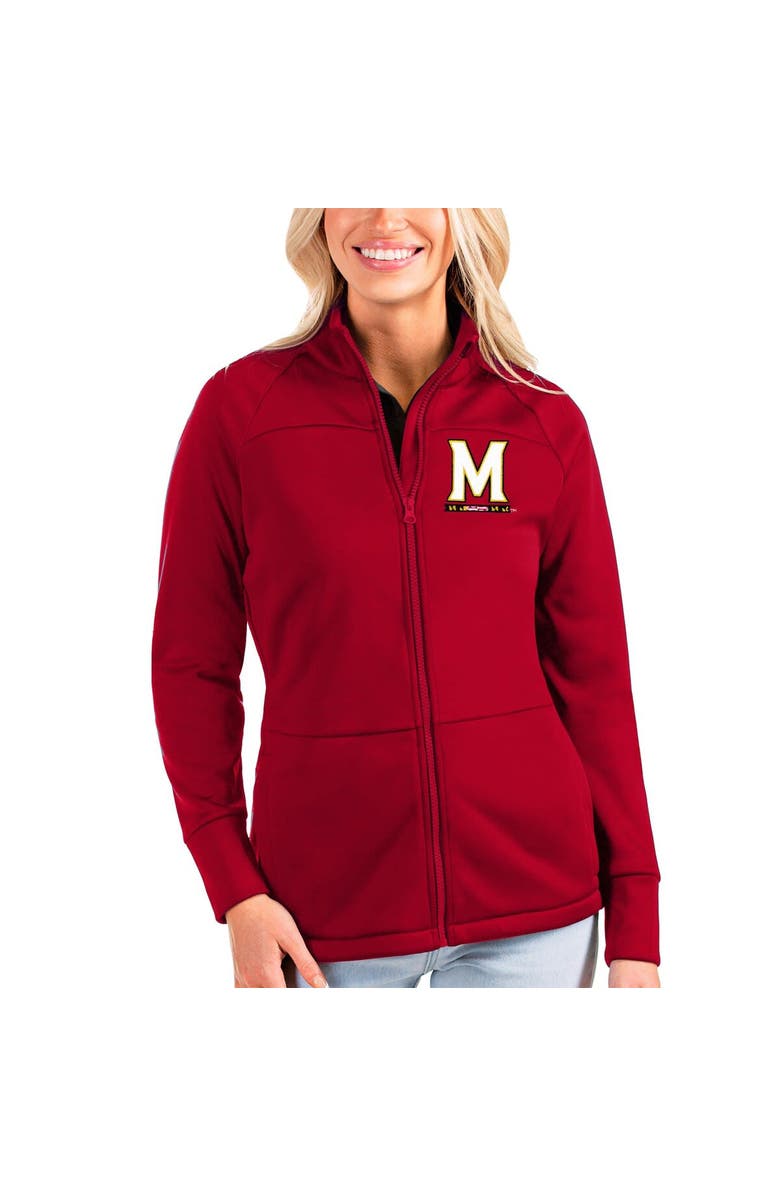 ANTIGUA Women's Antigua Red Maryland Terrapins Links Full-Zip Golf Jacket, Main, color, 