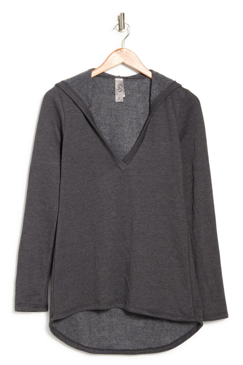 Hooded Tunic Sweater, Alternate, color, CHARCOAL PRINT 1
