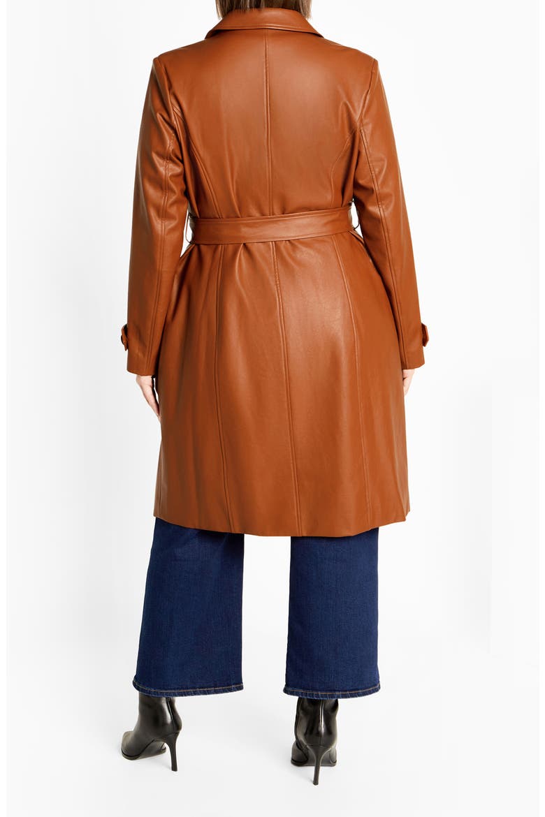 Briella Faux Leather Trench Coat, Alternate, color, TOFFEE