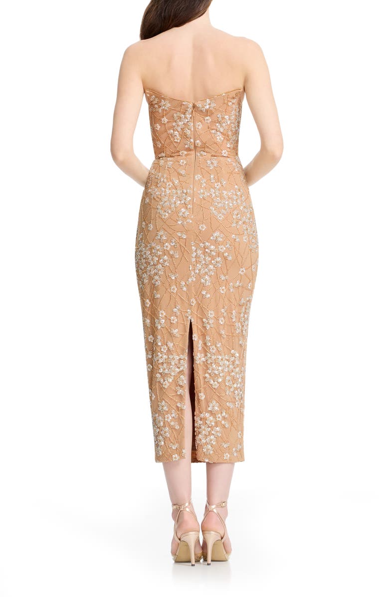 Dress the Population Cosette Beaded Floral Cocktail Sheath Dress, Alternate, color, Champagne Multi