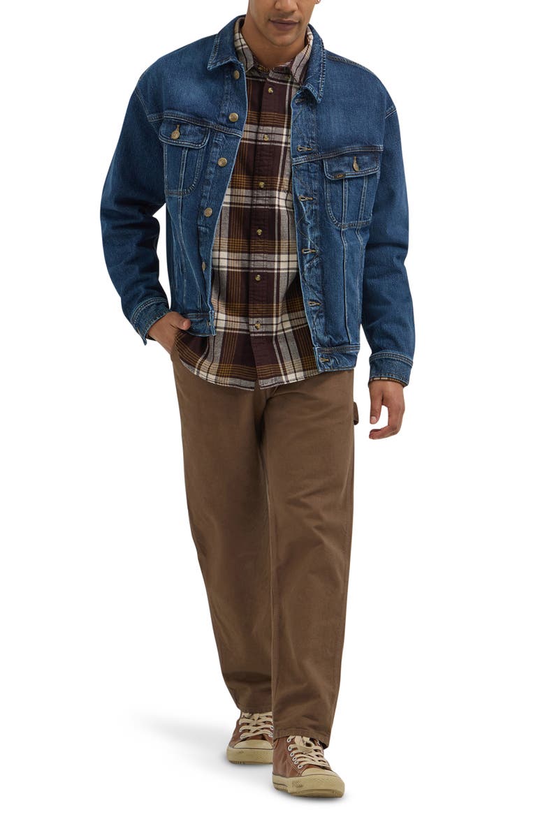 Rider™ Relaxed Fit Denim Trucker Jacket, Alternate, color, ORCHID BLUE