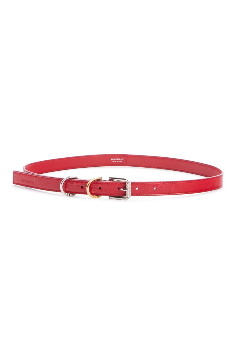 Voyou Leather Belt, Main, color, VERMILLON