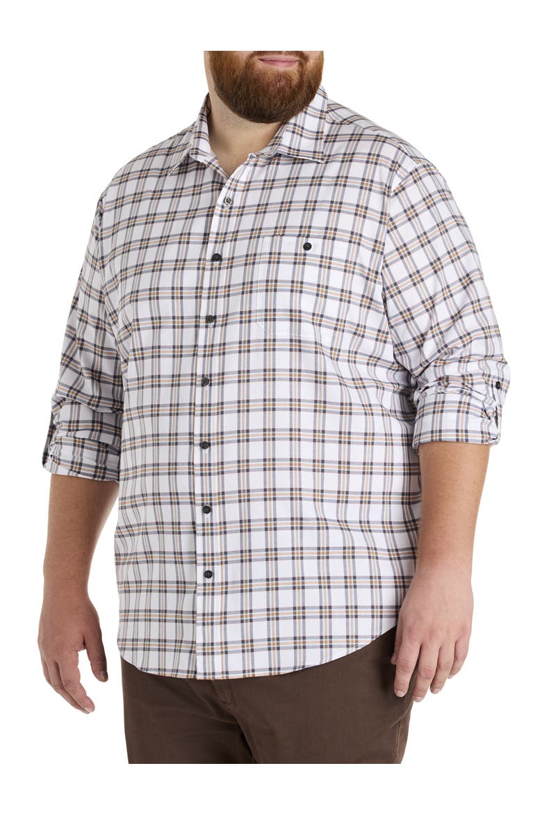 Big & Tall Plaid Rolled-Sleeve Sport Shirt, Main, color, MULTI