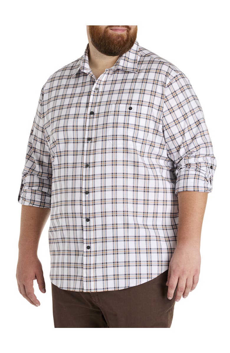True Nation by DXL Big & Tall Plaid Rolled-Sleeve Sport Shirt, Main, color, Multi