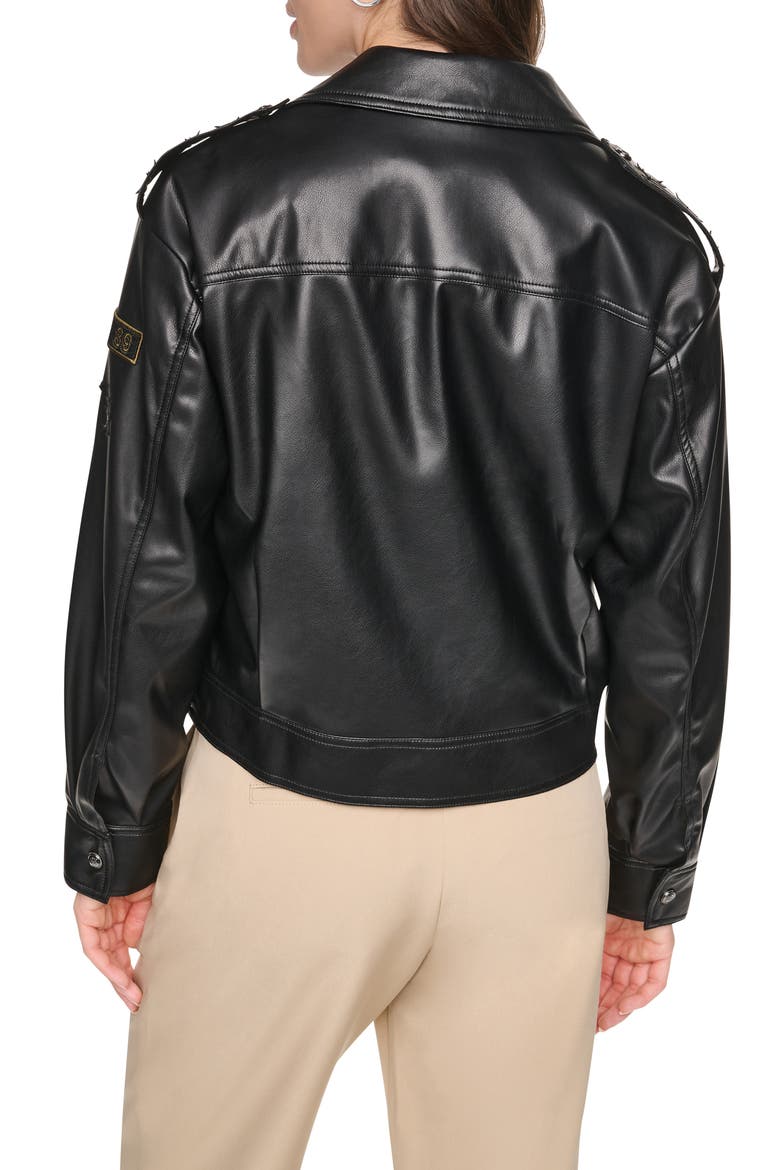 Pins & Patches Faux Leather Jacket, Alternate, color, BLACK