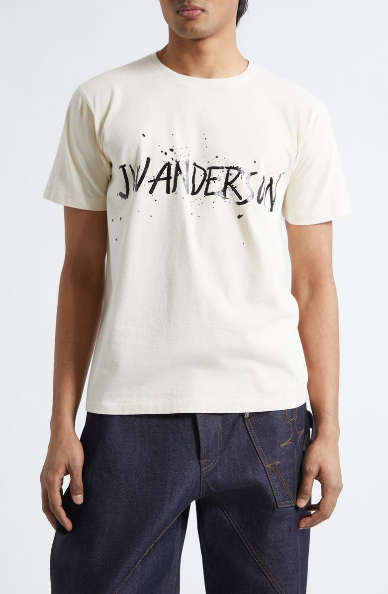 JW Anderson Circular Logo Graphic T-Shirt, Main, color, Ecru