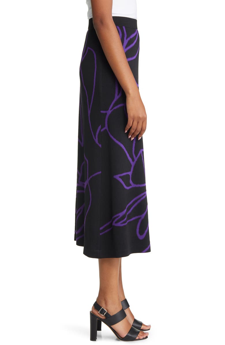 Ming Wang Abstract Floral Print A-Line Midi Skirt, Alternate, color, 