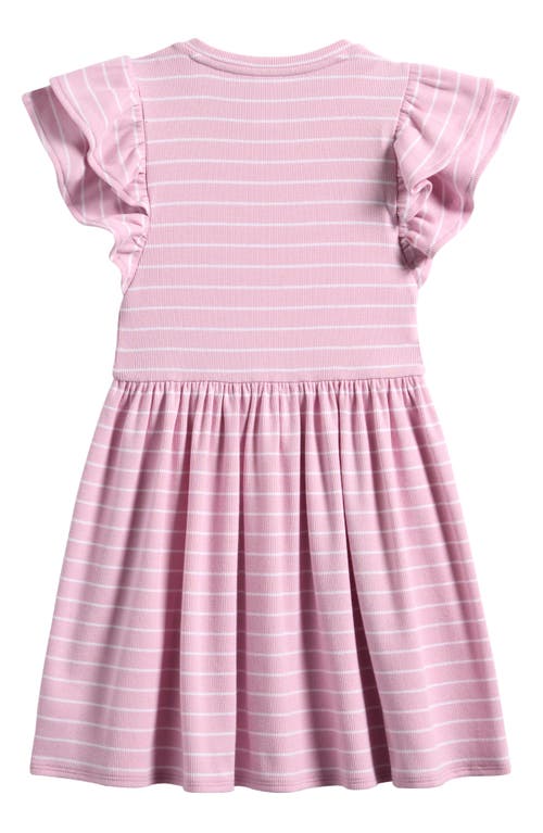 Nordstrom Kids' Double Ruffle Rib Dress In Purple Fragrant Stripe