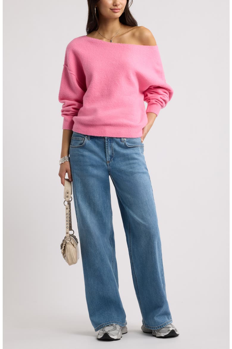 Off the Shoulder Sweater, Alternate, color, PINK AURORA