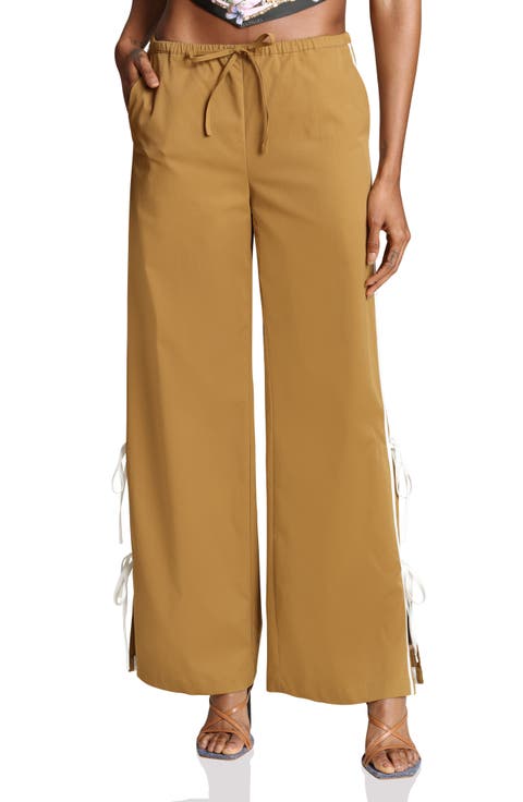 Side Tie Wide Leg Pants