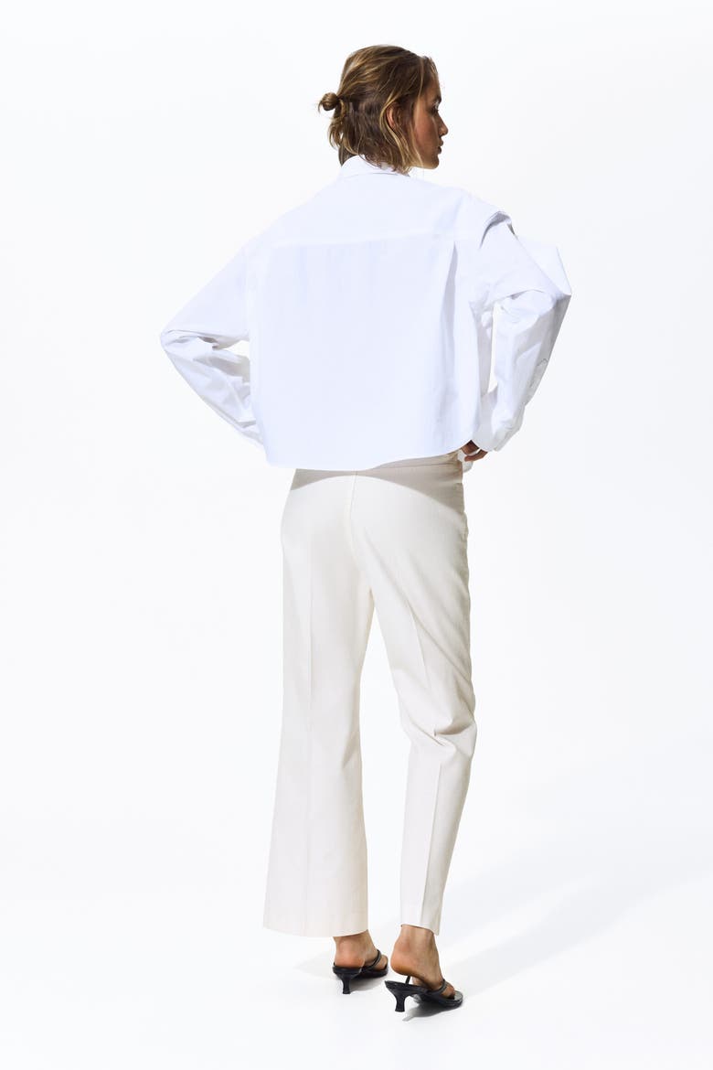 Bootcut Cotton Canvas Trousers, Alternate, color, White