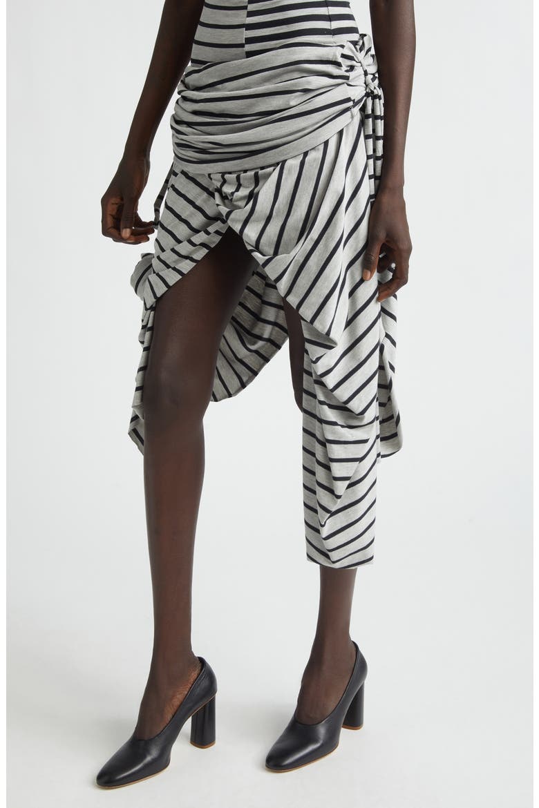 Stripe Jersey Asymmetric Skirt, Alternate, color, BLACK GREY