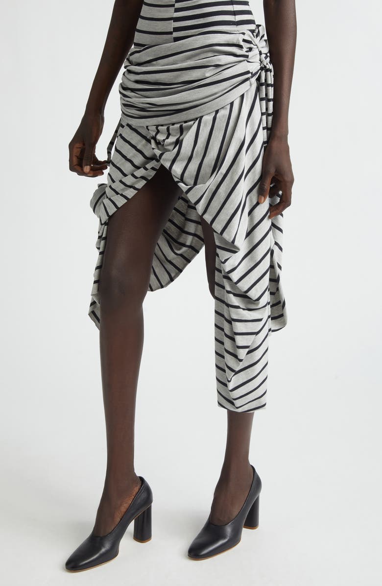 Vaquera Stripe Jersey Asymmetric Skirt, Alternate, color, Black Grey