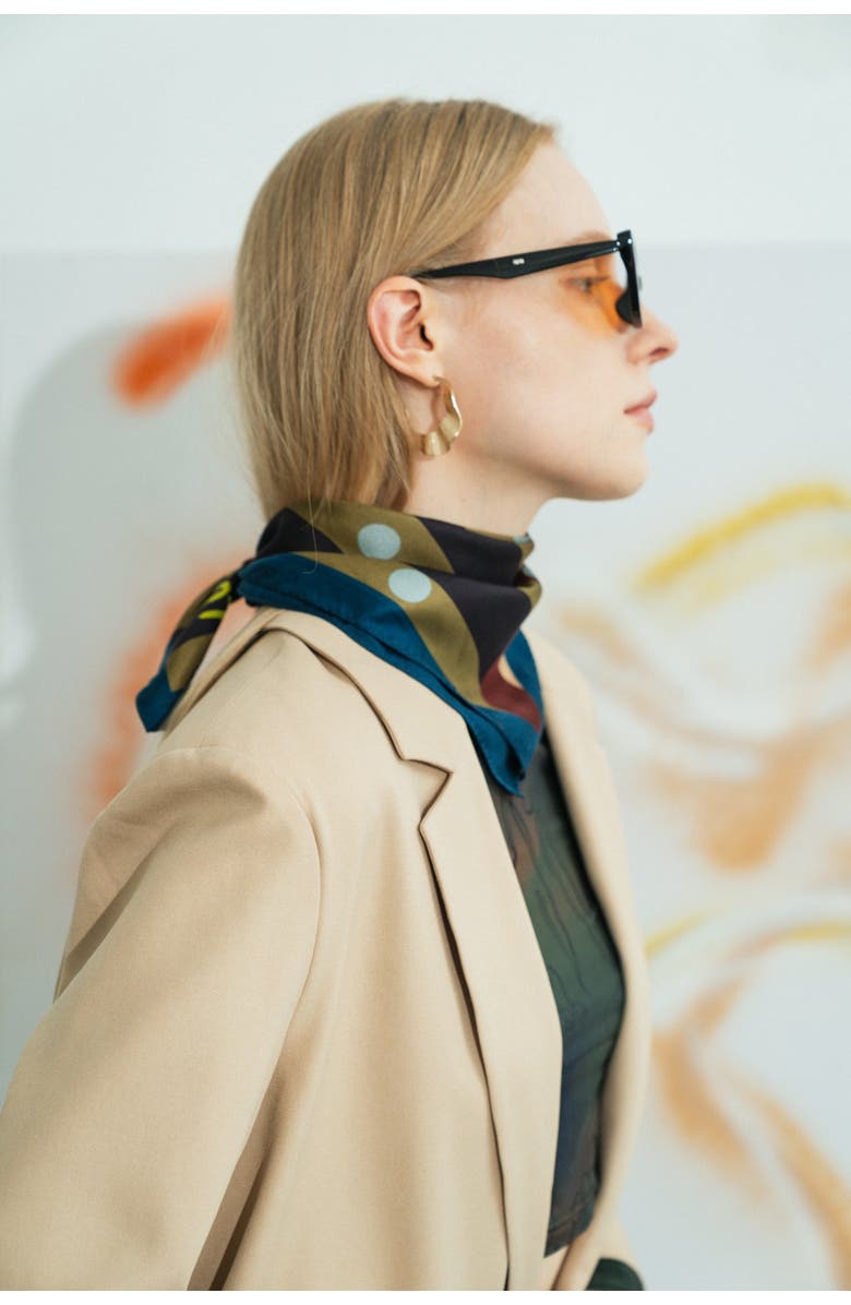 Lost Pattern NYC "Pan Pan" Silk Bandana, Alternate, color, Coffee