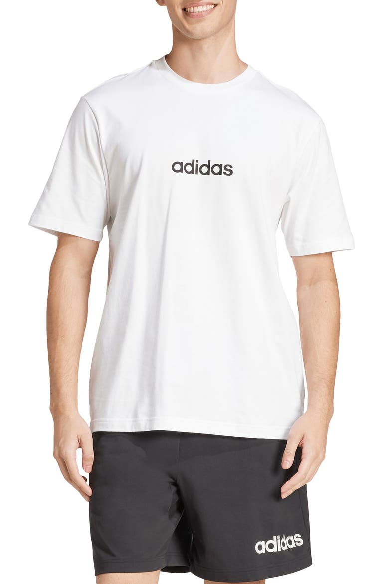 Essentials Linear Jersey T-Shirt, Main, color, WHITE/ BLACK