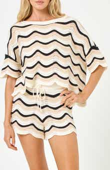 LSPACE Make Waves Stripe Short Sleeve Cover-Up Shirt