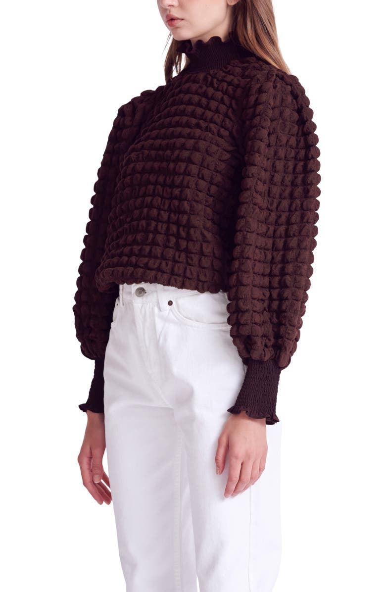 Endless Rose Smocked Turtleneck Top, Alternate, color, Brown