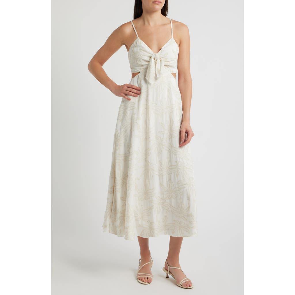 Parker Tie Front Back Cutout Sleeveless Midi Dress In White