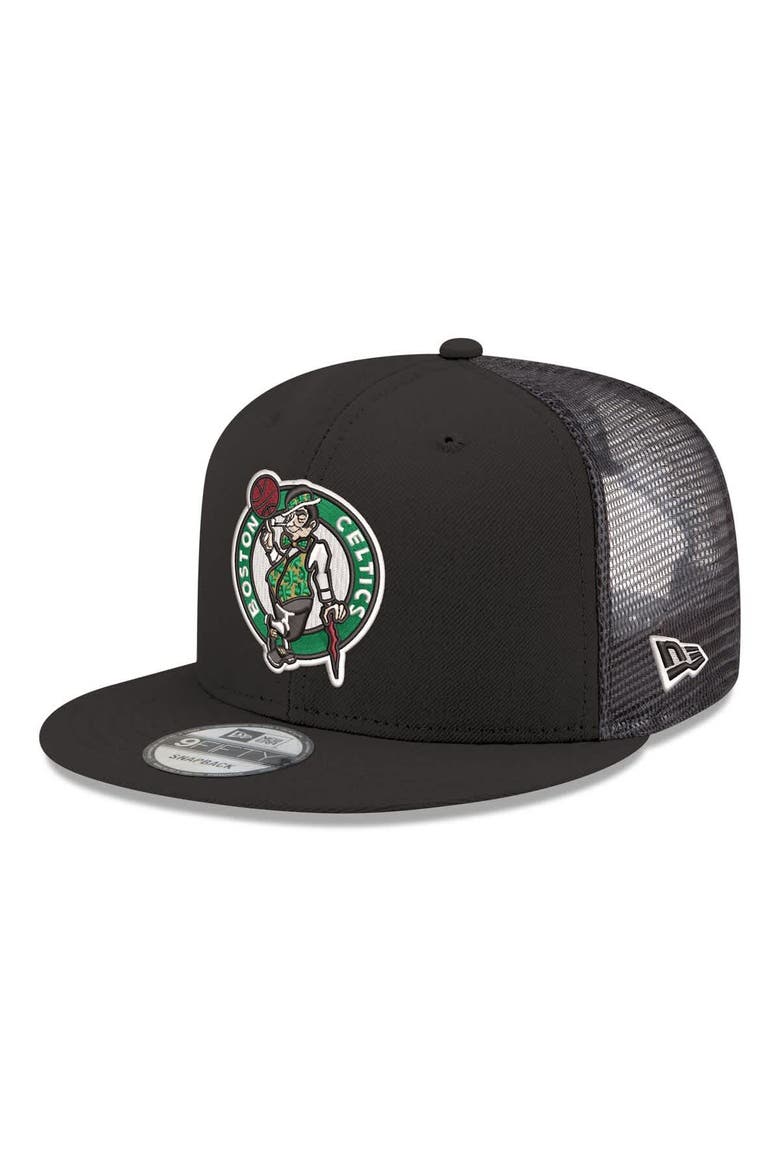 Men's New Era Black Boston Celtics Core Logo Meshback 9FIFTY Snapback Hat, Main, color, Black