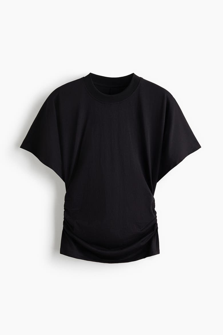 Batwing-sleeved Pima Cotton Top, Alternate, color, Black