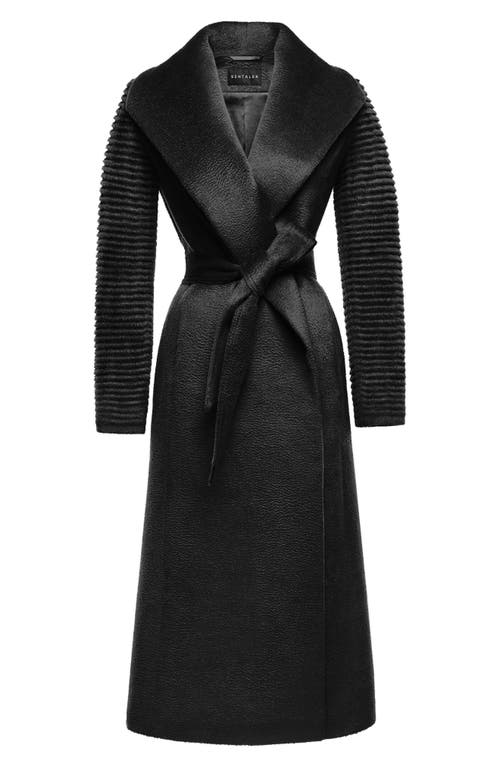 Sentaler Shawl Collar Alpaca Blend Wrap Coat In Black