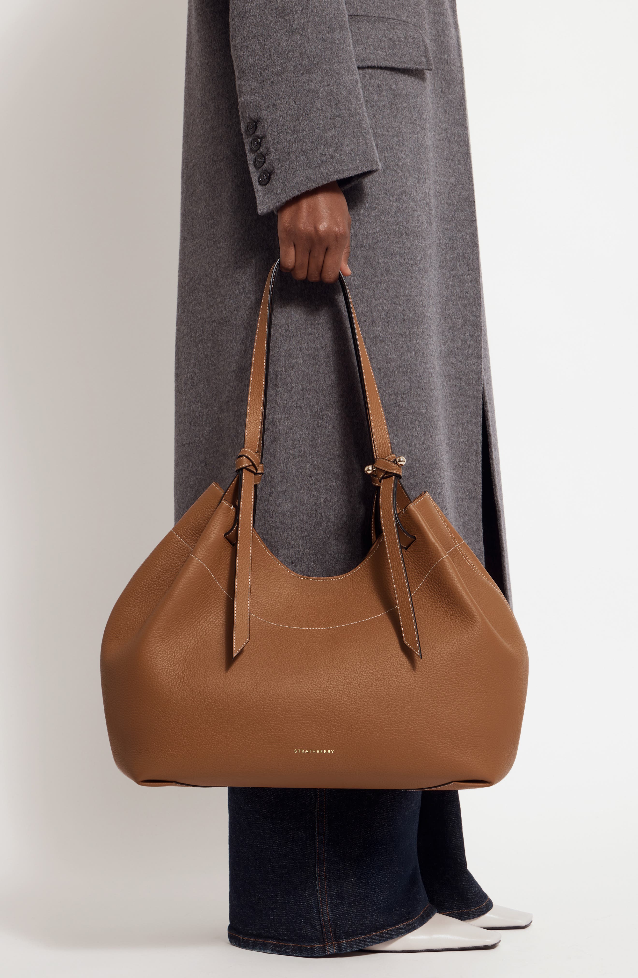 Strathberry Barra Leather Tote, Alternate, color, Tan