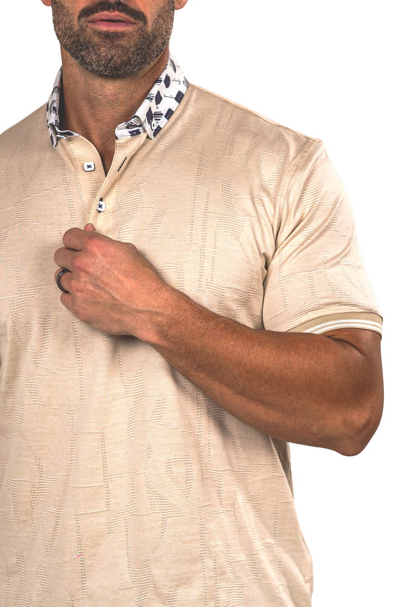 Maceoo Marthyr Textured Contrast Collar Cotton Polo, Alternate, color,