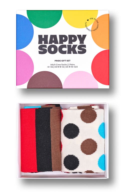 Happy Socks Assorted 2-pack Stripe & Dot Pride Socks Gift Box