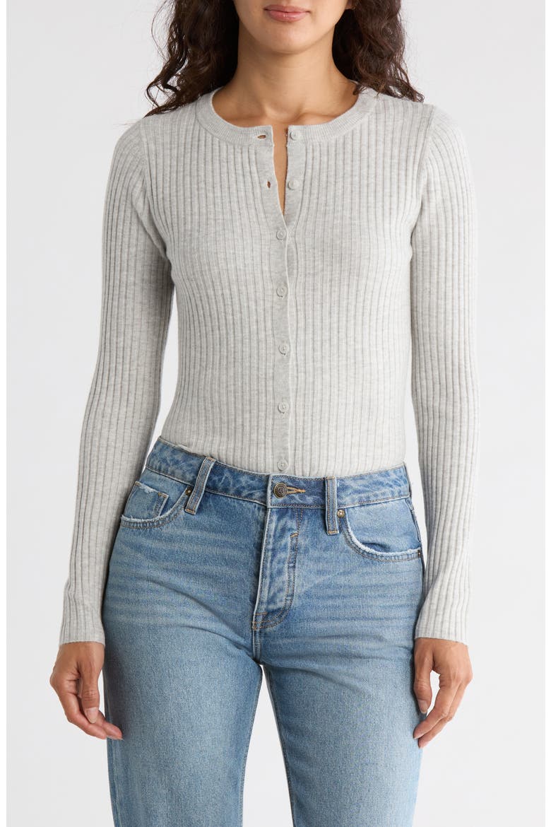 Fitted Button Front Cardigan, Main, color, GREY LIGHT HEATHER